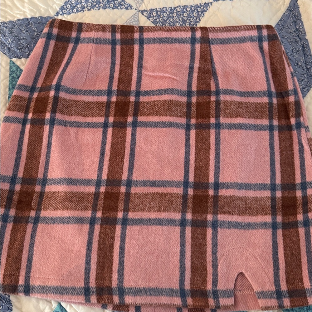 Lulus Spence Pink Plaid Mini Skirt - Size M - Picture 5 of 6
